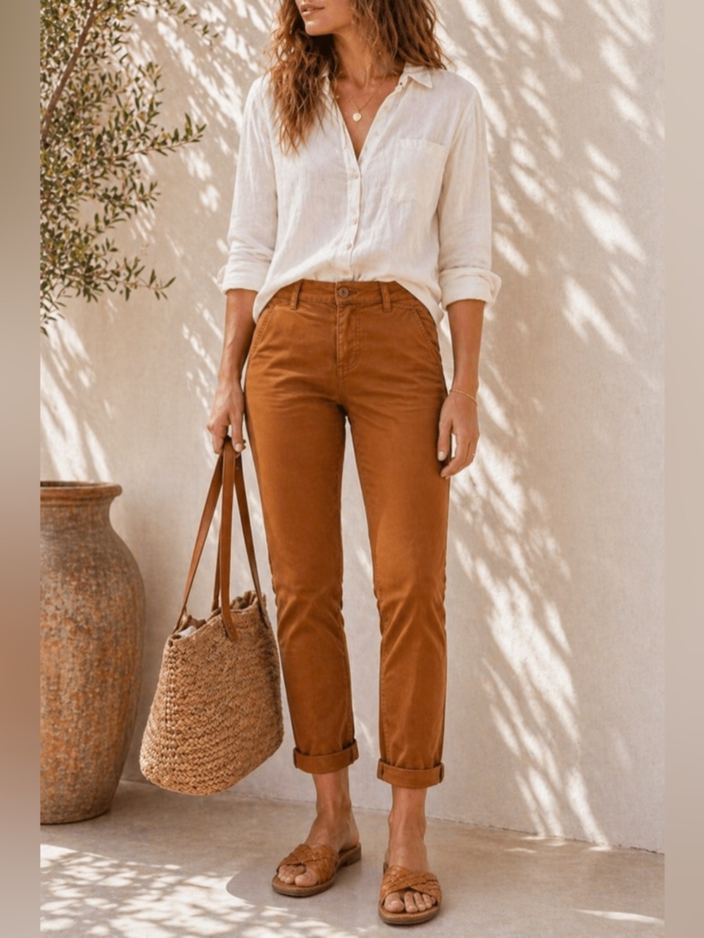 prAna Janessa Chino Pant Burnt Caramel Slim Ankle Organic Cotton Sz 4
